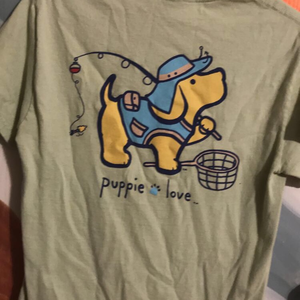 Very cute fishing puppy shirt